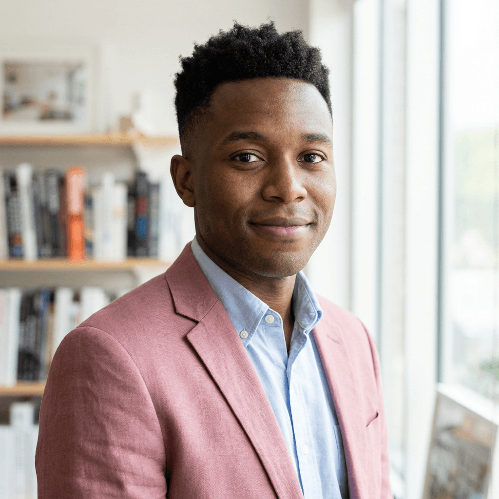 David Okonkwo in business professional attire in well-lit office