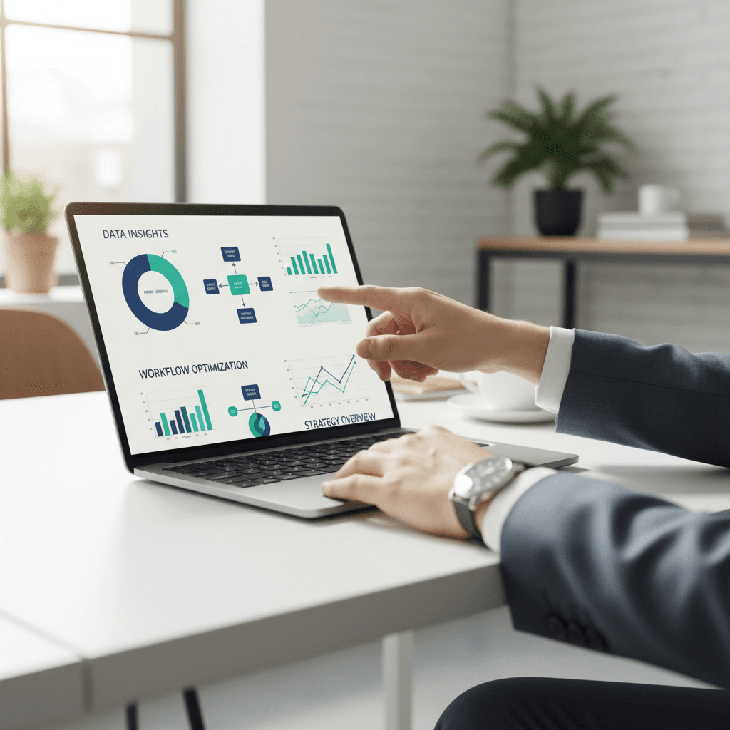 IT consultant in modern office focused on practical solutions